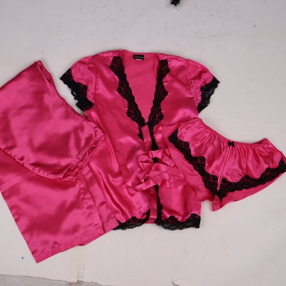 Frederick's of Hollywood Other - 🌺 Frederick's of Hollywood NWOT Pink Lace Set Pants Top Panties Corset Pajama S